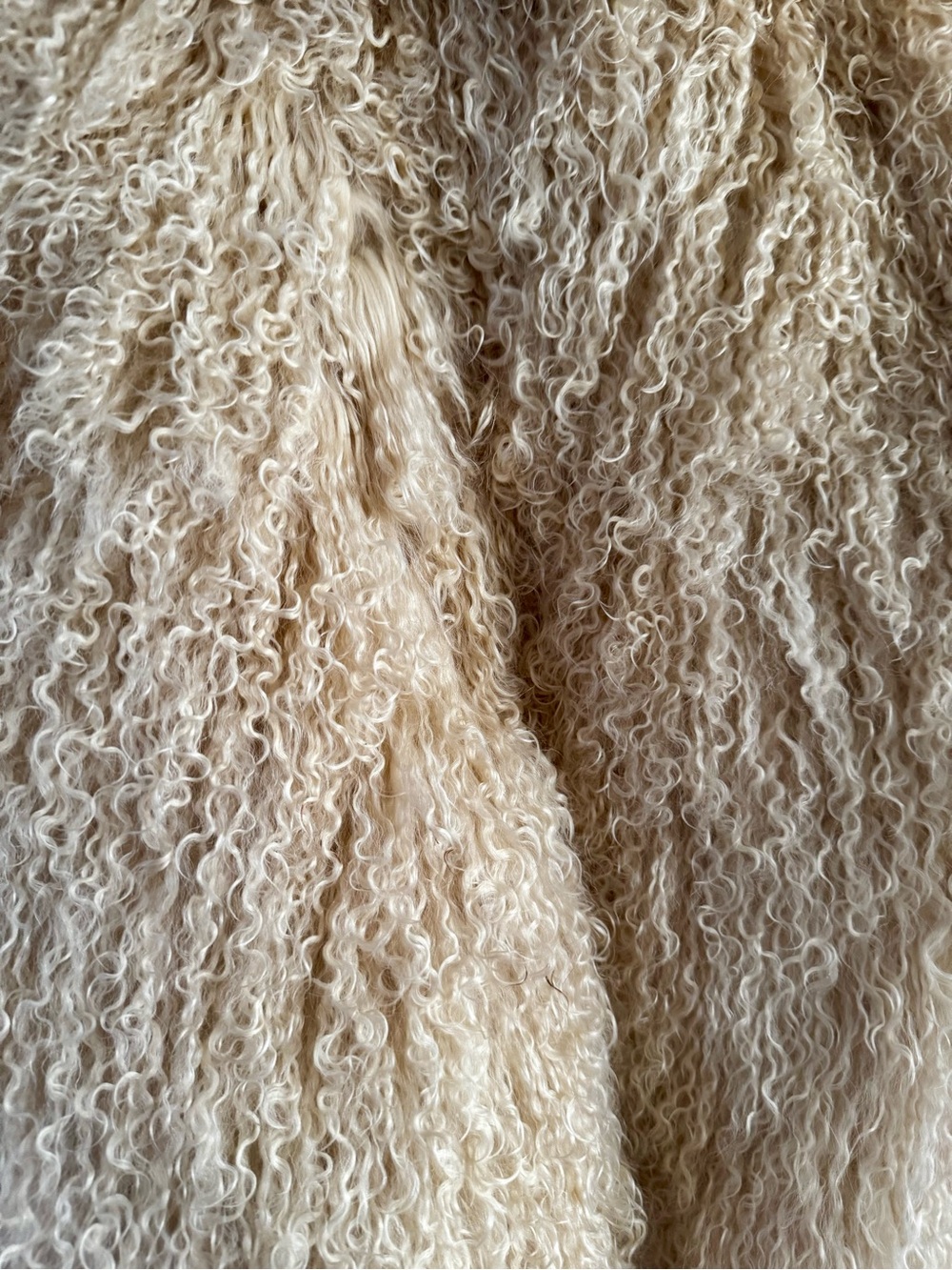 Vintage Mongolian Lamb Hooded Vest Coat White Cream Members Only - Picture 6 of 7